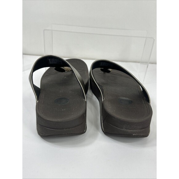 Fitflop Sandals Petra Womens Sz 11 Brown Metallic Gold Toe Post Embellished READ - Picture 8 of 11